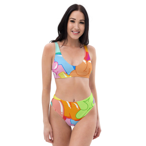 Grafkini™ Women's High Waisted Graffiti Bikini Candy - Stykonz Graffiti Streetwear