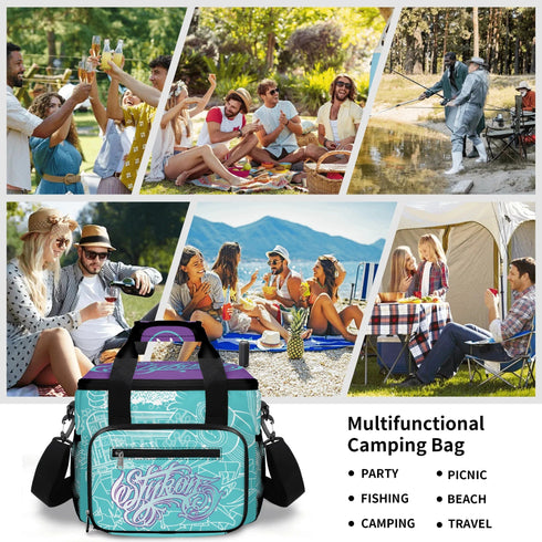 Insulated Picnic Bag Leakproof Cooler Bag Lunch Bag feat Turquoise Stykonz The Train Master - Stykonz Graffiti Streetwear
