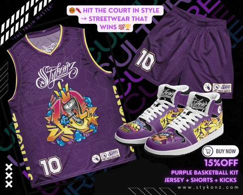 Men’s Basketball The Train Master Purple Get Your Fit Kit 15% OFF - Stykonz Graffiti Streetwear
