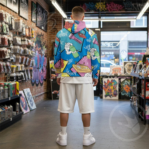 Men’s Graffiti AOP Hoodie – 90’s Elements Throw Ups and Tags | Hip - Hop Streetwear Hoodie - Stykonz Graffiti Streetwear