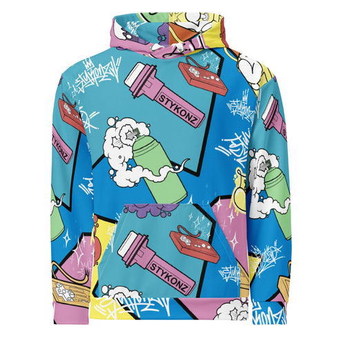 Men’s Graffiti AOP Hoodie – 90’s Elements Throw Ups and Tags | Hip - Hop Streetwear Hoodie - Stykonz Graffiti Streetwear