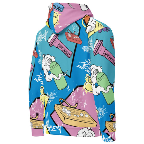 Men’s Graffiti AOP Hoodie – 90’s Elements Throw Ups and Tags | Hip - Hop Streetwear Hoodie - Stykonz Graffiti Streetwear