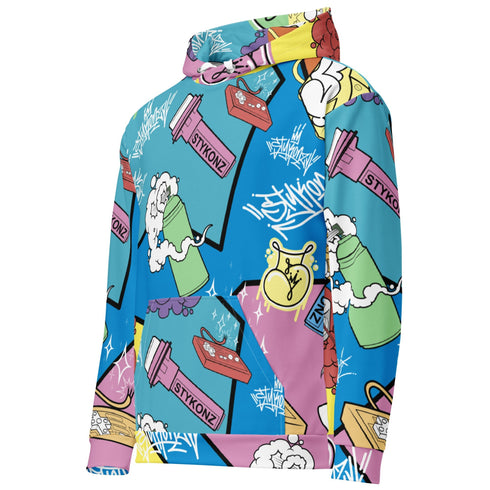 Men’s Graffiti AOP Hoodie – 90’s Elements Throw Ups and Tags | Hip - Hop Streetwear Hoodie - Stykonz Graffiti Streetwear