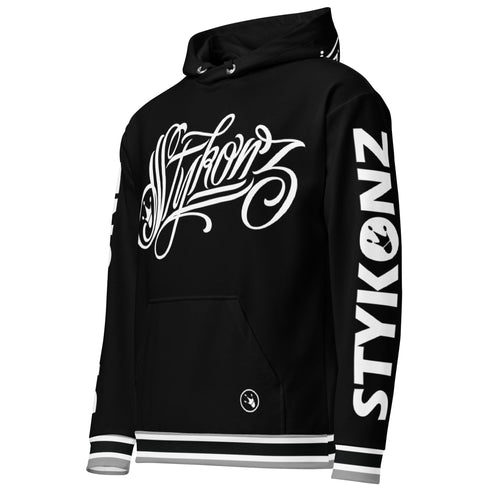 Men’s Graffiti AOP Hoodie – Black and White Scriptkonz | Hip - Hop Streetwear Hoodie - Stykonz Graffiti Streetwear