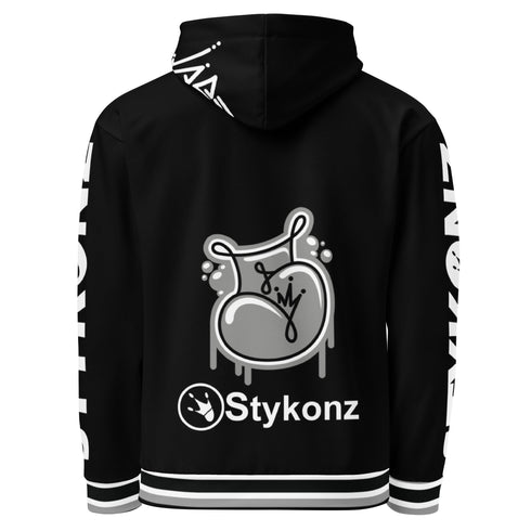Men’s Graffiti AOP Hoodie – Black and White Scriptkonz | Hip - Hop Streetwear Hoodie - Stykonz Graffiti Streetwear