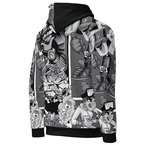 Men’s Graffiti AOP Hoodie – B&W Comic Stykonz 1 | Hip - Hop Streetwear Hoodie - Stykonz Graffiti Streetwear