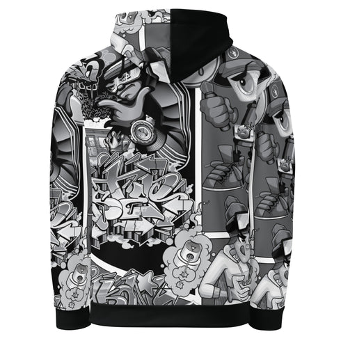 Men’s Graffiti AOP Hoodie – B&W Comic Stykonz 1 | Hip - Hop Streetwear Hoodie - Stykonz Graffiti Streetwear