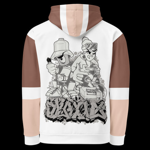 Men’s Graffiti AOP Hoodie – Chocolate Chromium NY Wildstyle feat El - Cappy & Buttonz | Hip - Hop Streetwear Hoodie - Stykonz Graffiti Streetwear