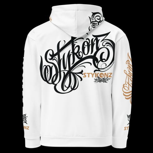 Men’s Graffiti AOP Hoodie – Gold & Black All Out Scriptkonz Tagz | Hip - Hop Streetwear Hoodie - Stykonz Graffiti Streetwear