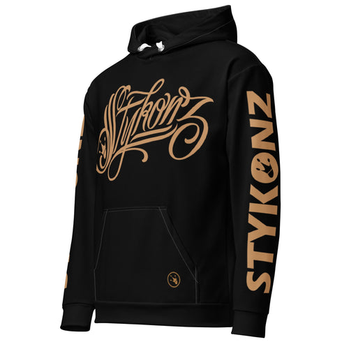 Men’s Graffiti AOP Hoodie – Gold Scriptkonz | Hip - Hop Streetwear Hoodie - Stykonz Graffiti Streetwear