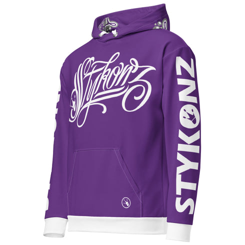 : Men’s Graffiti AOP Hoodie – Purple Scriptkonz | Hip - Hop Streetwear Hoodie - Stykonz Graffiti Streetwear
