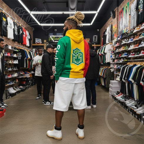 Men’s Graffiti AOP Hoodie – Rasta S - Kingz Crown Calli - Graff | Hip - Hop Streetwear Hoodie - Stykonz Graffiti Streetwear