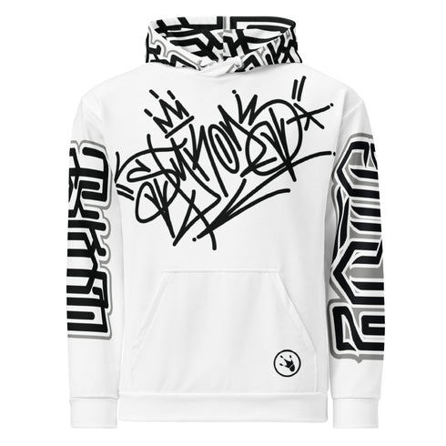 Men’s Graffiti AOP Hoodie – Stykonz BW Style - Master Tag | Hip - Hop Streetwear Hoodie - Stykonz Graffiti Streetwear