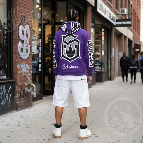 Men’s Graffiti AOP Hoodie – Stykonz Purple Style Master Tag | Hip - Hop Streetwear Hoodie - Stykonz Graffiti Streetwear