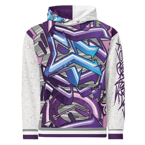 Men’s Graffiti AOP Hoodie – Stykonz Purple Wildstyle | Hip - Hop Streetwear Hoodie - Stykonz Graffiti Streetwear