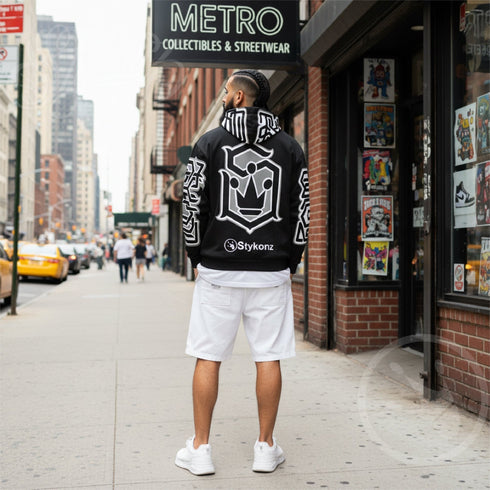Men’s Graffiti AOP Hoodie – Stykonz White on Black Style Master Tag | Hip - Hop Streetwear Hoodie - Stykonz Graffiti Streetwear