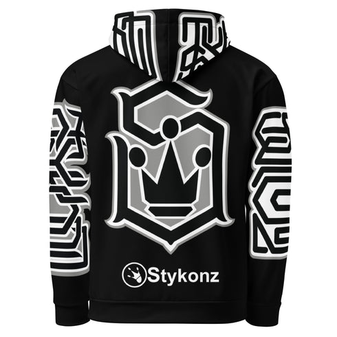 Men’s Graffiti AOP Hoodie – Stykonz White on Black Style Master Tag | Hip - Hop Streetwear Hoodie - Stykonz Graffiti Streetwear