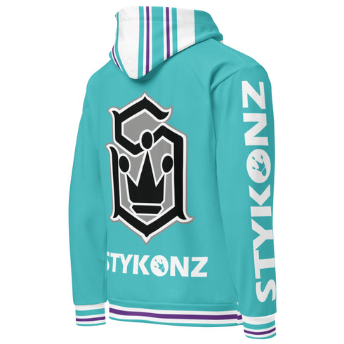 Men’s Graffiti AOP Hoodie – Turquoise S - Kingz Crown Calli - Graff | Hip - Hop Streetwear Hoodie - Stykonz Graffiti Streetwear
