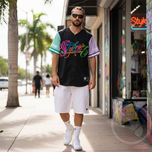 Men’s Graffiti Baseball Jersey – Black Candy | Hip - Hop Streetwear Jersey - Stykonz Graffiti Streetwear