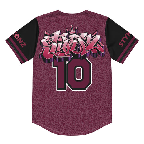 Men’s Graffiti Baseball Jersey – Black Cherry | Hip - Hop Streetwear Jersey - Stykonz Graffiti Streetwear