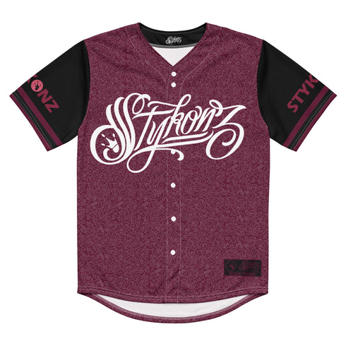 Men’s Graffiti Baseball Jersey – Black Cherry | Hip - Hop Streetwear Jersey - Stykonz Graffiti Streetwear