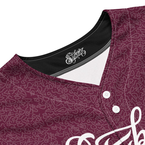 Men’s Graffiti Baseball Jersey – Black Cherry | Hip - Hop Streetwear Jersey - Stykonz Graffiti Streetwear