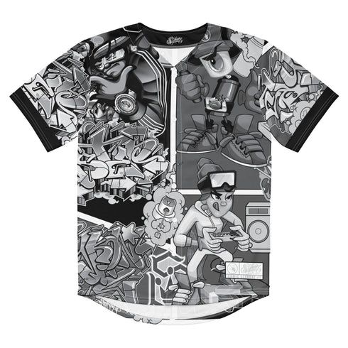 Men’s Graffiti Baseball Jersey – B&W Comic Stykonz 1 | Hip - Hop Streetwear Jersey - Stykonz Graffiti Streetwear
