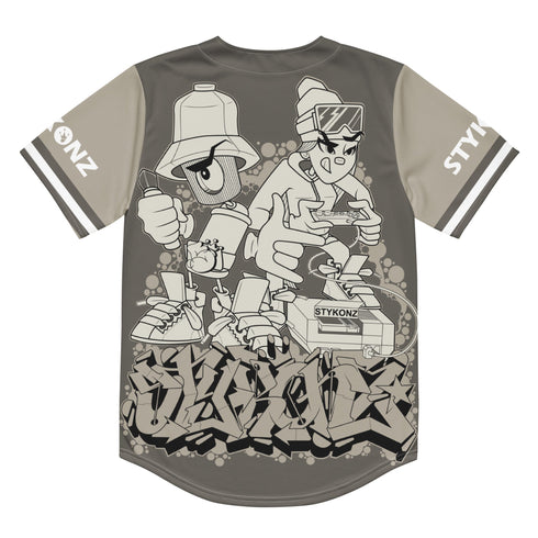 Men’s Graffiti Baseball Jersey – Chromium | Hip - Hop Streetwear Jersey - Stykonz Graffiti Streetwear