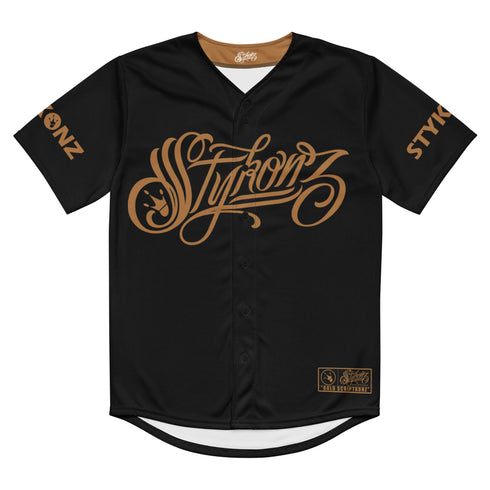 Men’s Graffiti Baseball Jersey – Gold Scriptkonz | Hip - Hop Streetwear Jersey - Stykonz Graffiti Streetwear