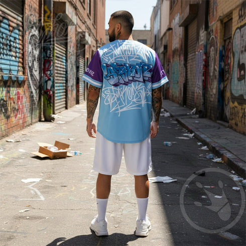 Men’s Graffiti Baseball Jersey – Ice - Block | Hip - Hop Streetwear Jersey - Stykonz Graffiti Streetwear