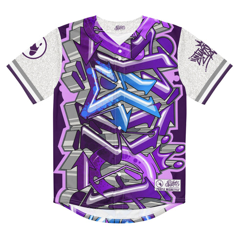 Men’s Graffiti Baseball Jersey – Purple Wildstyle | Hip - Hop Streetwear Jersey - Stykonz Graffiti Streetwear