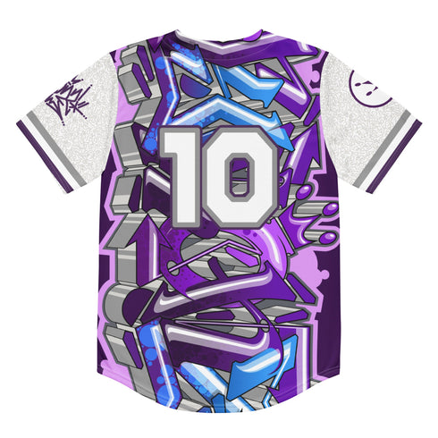 Men’s Graffiti Baseball Jersey – Purple Wildstyle | Hip - Hop Streetwear Jersey - Stykonz Graffiti Streetwear
