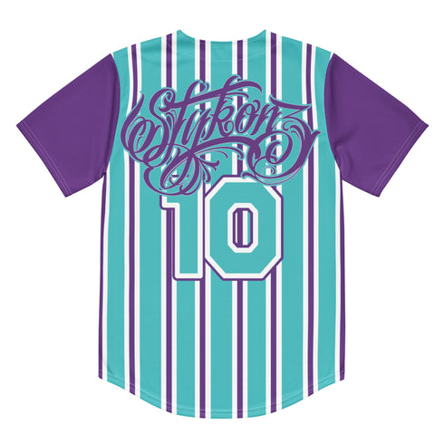 Men’s Graffiti Baseball Jersey – Stykonz Candy Turquoise Script | Hip - Hop Streetwear Jersey - Stykonz Graffiti Streetwear