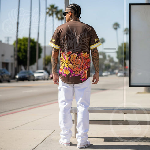 Men’s Graffiti Baseball Jersey – Sundown | Hip - Hop Streetwear Jersey - Stykonz Graffiti Streetwear