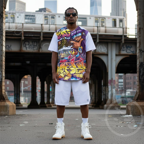 Men’s Graffiti Baseball Jersey – The Train Master NY Wildstyle | Hip - Hop Streetwear Jersey - Stykonz Graffiti Streetwear