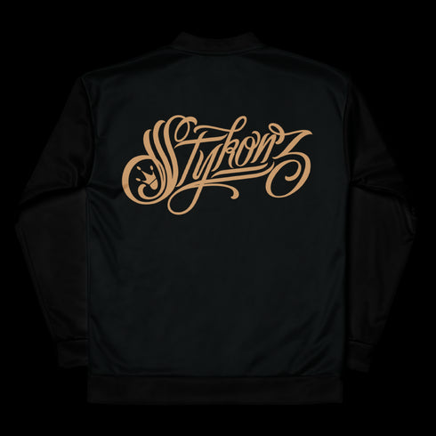 Men’s Graffiti Bomber Jacket – Gold Scriptkonz | Hip - Hop Streetwear Jacket - Stykonz Graffiti Streetwear