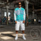 Men’s Graffiti Bomber Jacket – Turquoise Mix Script | Hip - Hop Streetwear Jacket - Stykonz Graffiti Streetwear