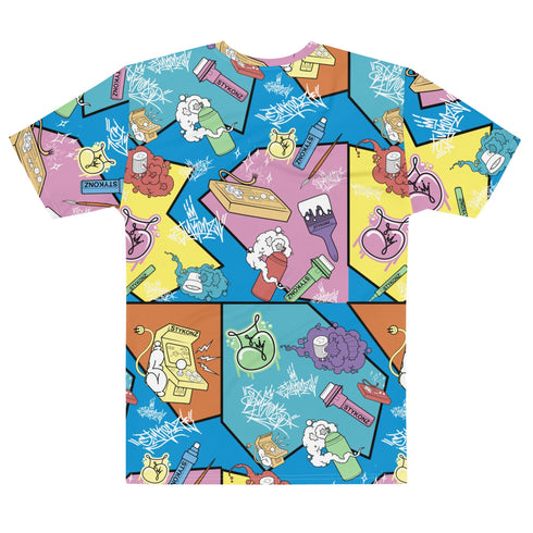 Men's Graffiti Crew Neck T-Shirt 90's Elements Throwups & Tags | Hip - Hop Streetwear Tee - Stykonz Graffiti Streetwear