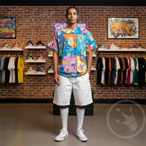 Men's Graffiti Crew Neck T-Shirt 90's Elements Throwups & Tags | Hip - Hop Streetwear Tee - Stykonz Graffiti Streetwear