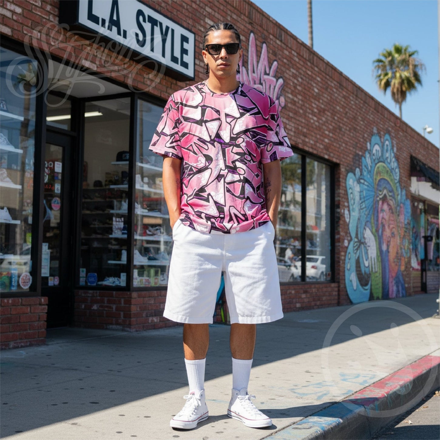 Men's Graffiti Crew Neck T-Shirt Black - Cherry Mild Wildstyle | Hip - Hop Streetwear Tee - Stykonz Graffiti Streetwear