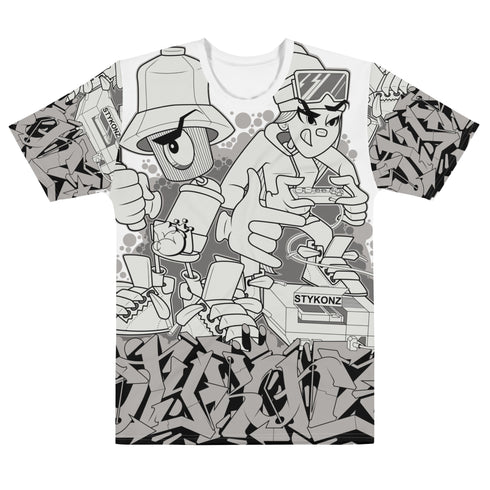Men's Graffiti Crew Neck T-Shirt Chromium NY Wildstyle feat El - Cappy & Buttonz | Hip - Hop Streetwear Tee - Stykonz Graffiti Streetwear