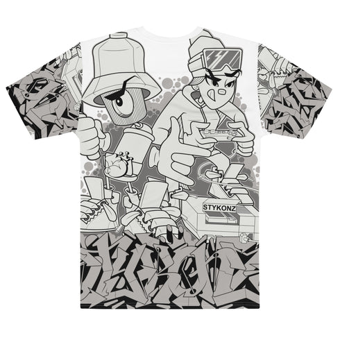 Men's Graffiti Crew Neck T-Shirt Chromium NY Wildstyle feat El - Cappy & Buttonz | Hip - Hop Streetwear Tee - Stykonz Graffiti Streetwear