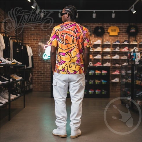 Men's Graffiti Crew Neck T-Shirt Stykonz Sundown NY Wildstyle | Hip - Hop Streetwear Tee - Stykonz Graffiti Streetwear