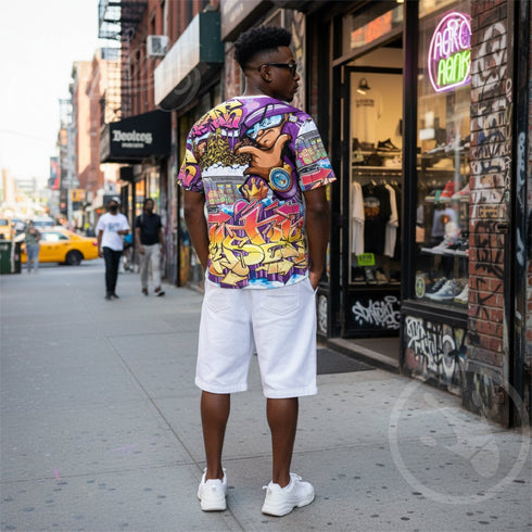 Men's Graffiti Crew Neck T-Shirt The Train Master NY Wildstyle | Hip - Hop Streetwear Tee - Stykonz Graffiti Streetwear