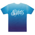 Men's Graffiti Crew Neck T-Shirt White on Blue Scriptkonz | Hip - Hop Streetwear Tee - Stykonz Graffiti Streetwear