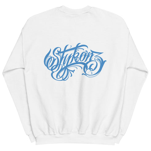 Men’s Graffiti Fleece Sweatshirt – B - Blue Scriptkonz II | Hip - Hop Streetwear Sweatshirt - Stykonz Graffiti Streetwear