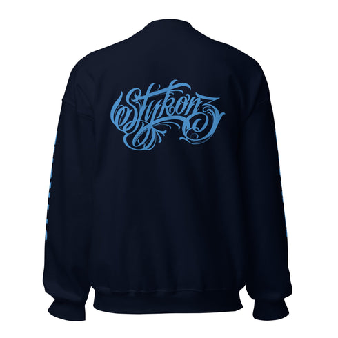 Men’s Graffiti Fleece Sweatshirt – B - Blue Scriptkonz II | Hip - Hop Streetwear Sweatshirt - Stykonz Graffiti Streetwear