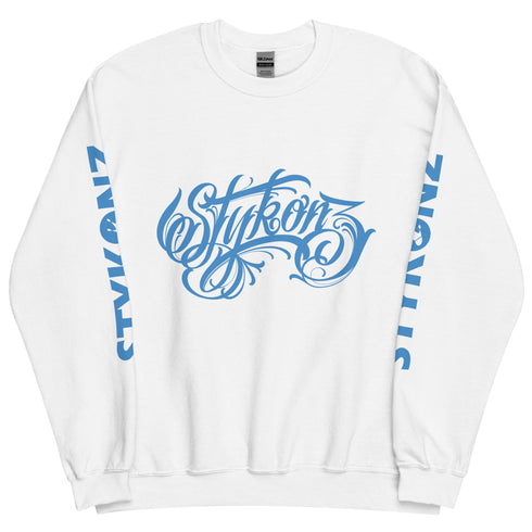 Men’s Graffiti Fleece Sweatshirt – B - Blue Scriptkonz II | Hip - Hop Streetwear Sweatshirt - Stykonz Graffiti Streetwear