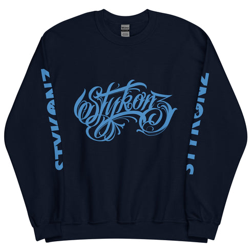 Men’s Graffiti Fleece Sweatshirt – B - Blue Scriptkonz II | Hip - Hop Streetwear Sweatshirt - Stykonz Graffiti Streetwear