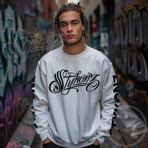 Men’s Graffiti Fleece Sweatshirt – Black Scriptkonz | Hip - Hop Streetwear Sweatshirt - Stykonz Graffiti Streetwear